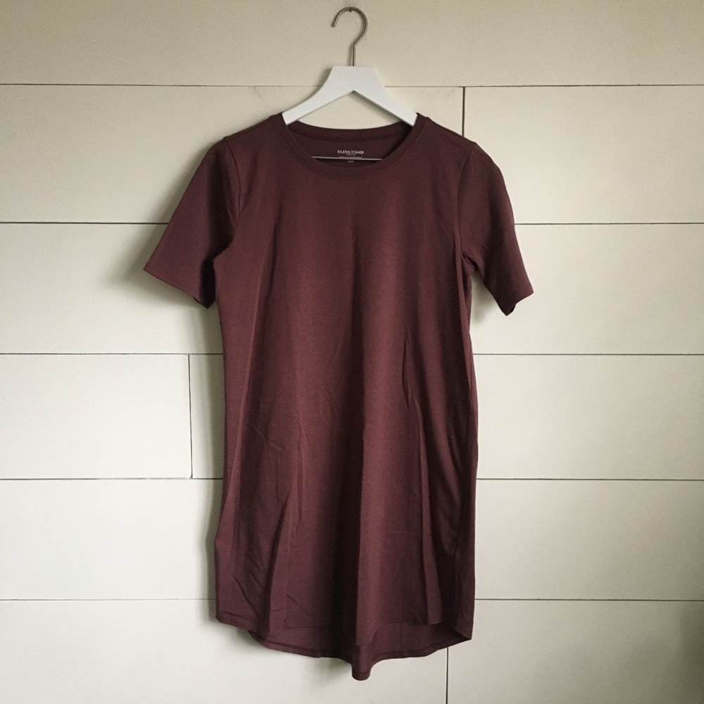 Eileen Fisher tee dress t-shirt purple small petit